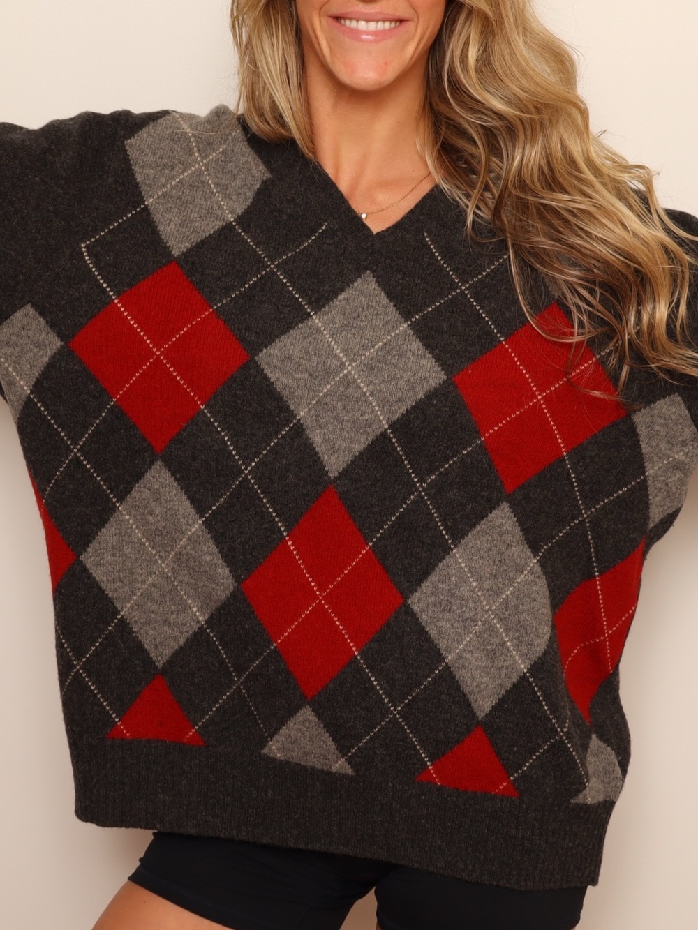 J.Crew 100% Lambswool Argyle V Neck Grandpa Sweater - Picture 4 of 6